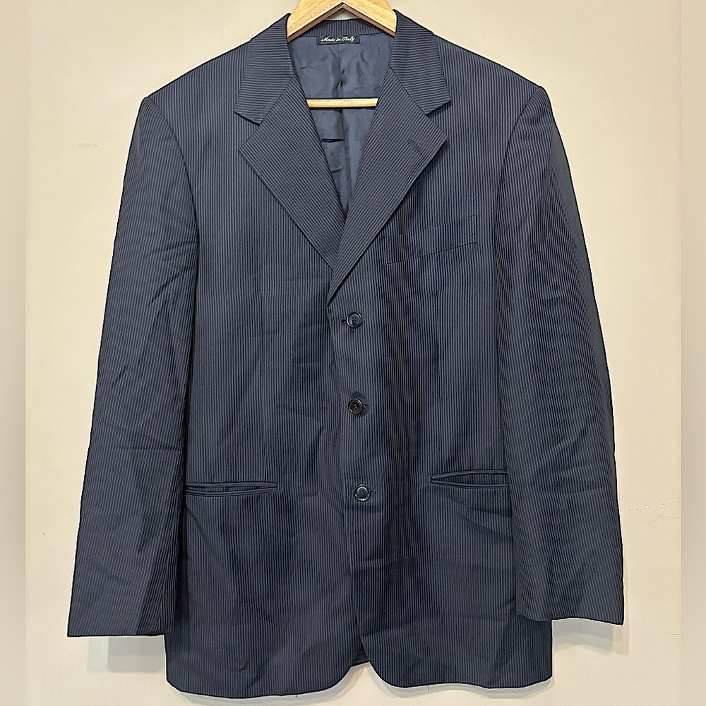 PAL ZILERI Italian Pinstripe Tasmanian Virgin Wool Bemberg Lined Blazer